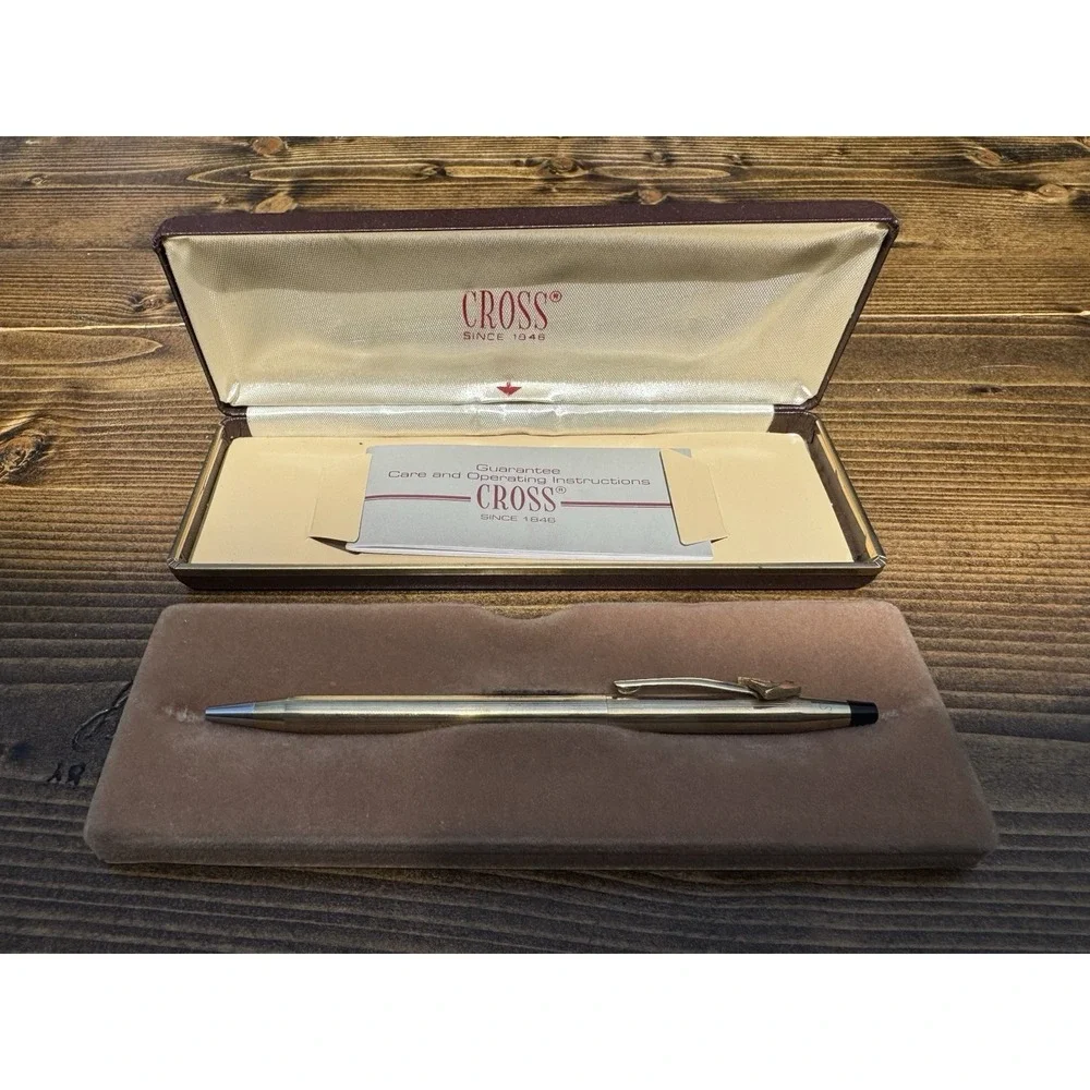 Vintage Cross‎ 10K Gold Filled Ballpoint Pen Blue Jewel Figural Clip W Box